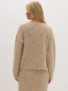 MUSEYN Beige Knit Sweater Cosy Versatile Everyday Casual Fall - Khaki - View 4