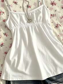 IslaSuriya Summer Casual Retro Y2K Striped Women's Camisole Tank Top - White - View 3