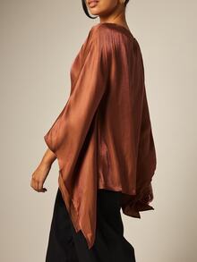COSMINA Women's Casual Elegant Loose Fit Top For Autumn - Coral Orange - View 2