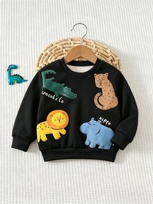 兒童嬰幼兒圓領休閒套頭秋季運動衫 - 彩色 - 查看 4
