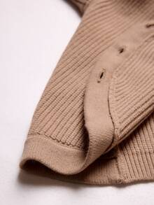 Barévion Women's Solid Color Drop Shoulder Long Sleeve Knit Cardigan - Apricot - View 8