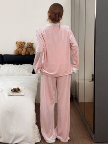 SHEIN Sweet Women's New Winter Premium Cute Loungewear 3 Pieces Set - Pink - View 2