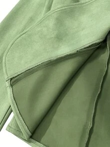 Trelyra 女款新款休閒秋冬新中式風格青蛙鈕扣高領長袖夾克，日常穿著 - 綠色 - 查看 5