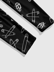 ROMWE Goth Paperclip Sexy Hot Girl Tight Leggings - Black - View 4