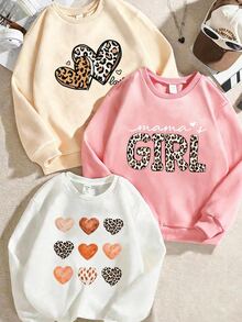 Girls' Basic Crew Neck Fleece Sweatshirt - White Sample Blank - Black - View 1