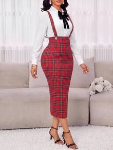 SHEIN Lady Rok Wanita Elegan untuk Beraktivitas di Segala Musim - Merah - View 6