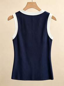 Franclia Women's Colorblock Casual Versatile Daily Wear Top - Royal Blue - View 2
