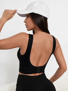 Slayform Slayform Women's Solid Color Daily Fitness Tank Top Sports Bra - Black - View 3
