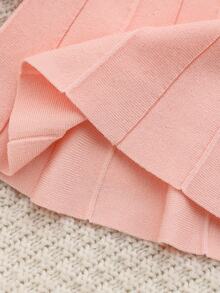 Souflis Souflis Baby Girls' Sweater Set, Stylish Cute Bow Crew Neck Top & Pleated Skirt - Baby Pink - View 3