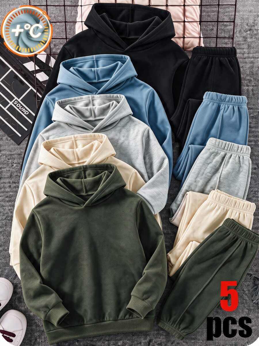 SHEIN 5PCS Tween Boys Sweatpants - Multicolor - View 1