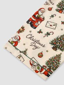 Chillnights Plus Size Women's Christmas Print Santa Claus Christmas Tree Casual Lapel Long Sleeve Long Pants Pajama Set - Apricot - View 6