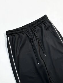 STEELVANCE Men's Drawstring Waist Casual Loose Versatile Sweatpants - Black - View 4