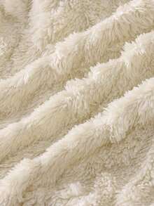 SHEIN Souflis 2件組女嬰刺繡兔子＋字母3D蝴蝶結設計兒童休閒簡約圓領上衣，毛絨布料長袖＋長褲套裝，鬆緊腰長褲，舒適保暖，適合冬季外出、度假與日常穿著 - 白色 - 查看 6