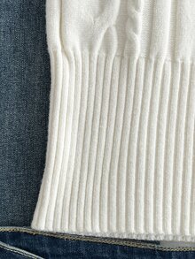 FavEase Women's Cable Knit Button Design Casual Versatile Knit Vest - White - View 4
