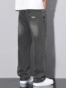QuarKem Men's Washed Grey Denim Jeans Slim Fit Long Pants - Grey - View 2