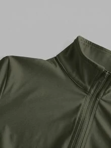 SHEIN EZwear 女款黑色針織防紫外線外套，適合秋冬穿著 - 軍綠色 - 查看 6