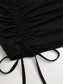 Sweetra Y2K Sexy Off-Shoulder Lace Patchwork Pleated Elegant Party Commute Versatile Dress - Black - View 6