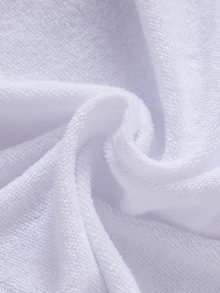 SHEIN Vintaside Kids 秋冬季毛圈布保暖內裡新生兒連身衣，可愛精緻熊口袋刺繡，時尚藍色對比滾邊，柔軟舒適毛圈布長袖居家休閒連身衣 - 白色 - 查看 5