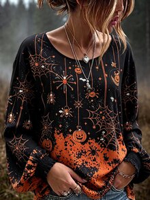 Velvienne 大尺碼女款梭織休閒秋季襯衫 - 黑色 - 查看 1