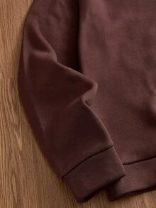 SWAVVY Men's Knitted Fashion Casual Loose Long Sleeve Half-Zip Sweatshirt - Coffee Brown - View 4