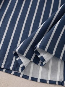 Balvessa Women's Striped V-Neck Long Sleeve Casual Commute Shirt - Blue - View 6