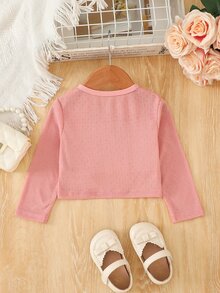 SHEIN Playful Pals 女嬰春夏紋理布料舒適百搭日常外套 - 藕粉色 - 查看 2