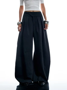 LYSMO Women's Solid Color Casual Modest Simple Versatile Daily Wear Long Pants Going Out Dark Grey Fall - Dark Grey - View 4
