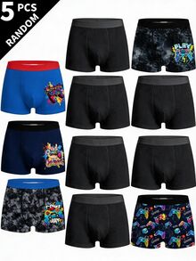 SHEIN 6件組青少年男孩三角內褲 - 黑色 - 查看 3