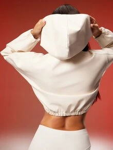 Denimoi Cropped Hooded Faux Leather Fashion Jackets Cold Weather Fall Winter Cool Girl Soho New York - White - View 5