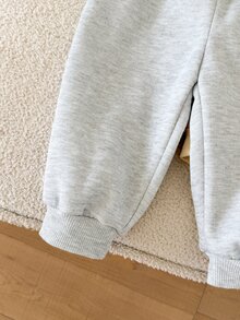 SHEIN 女嬰秋冬可愛 3 件組愛心圖案長褲 - 淺灰色 - 查看 5