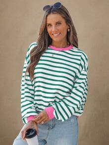 Comfylo Plus Size Women's Casual Long Sleeve Crew Neck Loose Pullover Sweatshirt, Autumn/Winter - Multicolor - View 6