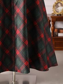 Rometta Plus Size Women's Autumn/Winter Striped Print Skirt, Casual 1920s 70's Fashionable, Perfect For Party Family Occasions Christmas Eve Green - Multicolor - View 5