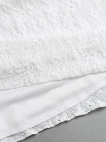 Sweetra Gaun Mini Wanita Putih Berenda Bunga, Leher Persegi, Lengan Panjang Mengembang, Model Pas Badan dengan Tali Serut, Gaun Pesta - Putih - View 7