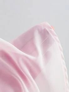 Sweetra 2 Pieces Chiffon Cape-Style Outerwear Set With Boat Neck, Ruched Elastic Waist Camisole Inner, Elegant Beige Outfit For Office, Commute, Casual And Date Wear - Pink - View 7