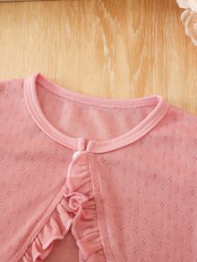 SHEIN Playful Pals 女嬰春夏紋理布料舒適百搭日常外套 - 藕粉色 - 查看 4