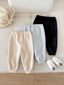SHEIN 女嬰秋冬可愛 3 件組愛心圖案長褲 - 淺灰色 - 查看 2