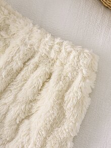 SHEIN Souflis 2件組女嬰刺繡兔子＋字母3D蝴蝶結設計兒童休閒簡約圓領上衣，毛絨布料長袖＋長褲套裝，鬆緊腰長褲，舒適保暖，適合冬季外出、度假與日常穿著 - 白色 - 查看 5
