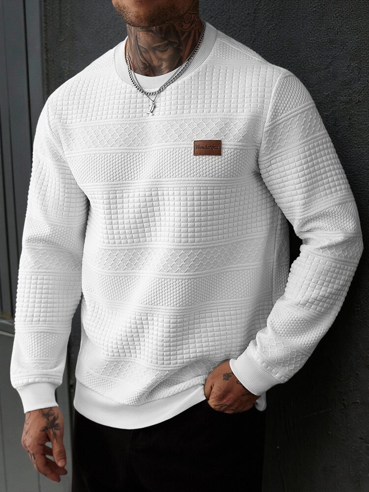 Men's Casual Daily Pullover Sweatshirt - White - View 1