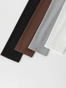 SHEIN LUNE Autumn New Women's T-Shirt, Long Sleeve Crew Neck Base Layer T-Shirt, Office, Commute, Daily Versatile Style - Multicolor - View 3