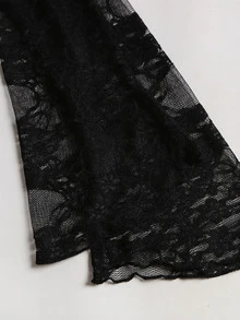 Sweetra Y2K Sexy Off-Shoulder Lace Patchwork Pleated Elegant Party Commute Versatile Dress - Black - View 5
