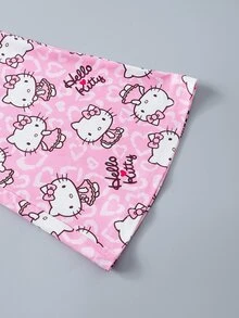 HELLO KITTY AND FRIENDS | SHEIN 1套女童主題愛心蝴蝶結圓領抓絨衛衣＋滿版印花喇叭褲，春秋室內/戶外穿搭套裝 - 彩色 - 查看 9