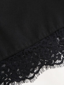 Sweetra New Lace Patchwork Blazer Style Elegant High Waist Slimming A-Line Mini Skirt - Black - View 4