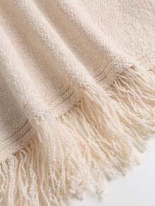 FavEase Women's Gentle High Neck Tassel Hem Knit Top - Apricot - View 4