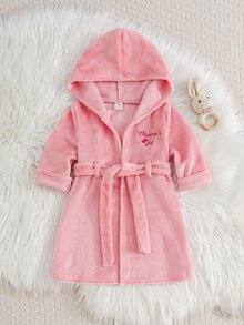 SHEIN 女嬰可愛百搭休閒毛絨長袖浴袍 - 粉色 - 查看 2