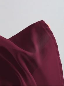 Sweetra 2pcs Set With Boat Neck Flowy Chiffon Cape Outerwear And Elastic Ruched Waist Camisole Inner, Elegant Beige Outfit For Office Commute, Casual And Date Wear - Burgundy - View 8