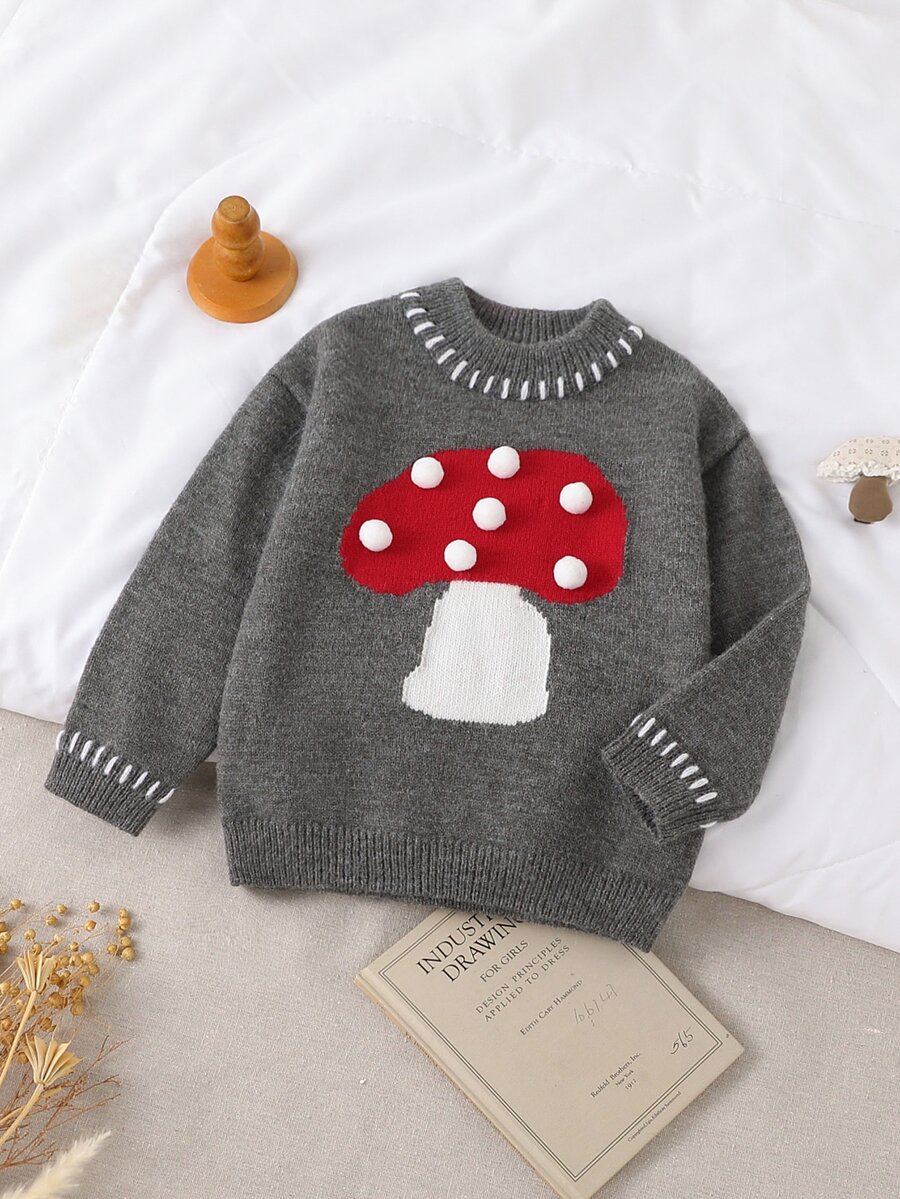 SHEIN 1pc Girls' Toddler Pullover Sweater, High Neck With Diamond ...