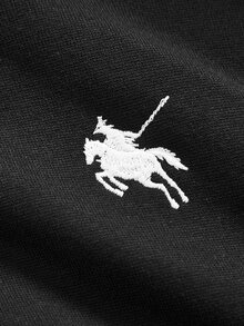 Girlism 青少年女孩秋冬新款針織黑色小Logo刺繡連帽收腰長袖運動衫，返校季休閒時尚百搭 - 黑色 - 查看 3