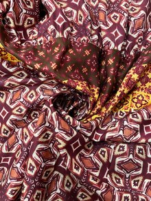 Nubod Plus Size Bohemian Style Cinched Waist Ruffle Full Skirt Dress Fall - Multicolor - View 7