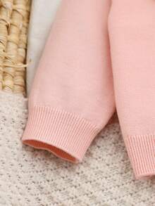 Souflis Souflis Baby Girls' Sweater Set, Stylish Cute Bow Crew Neck Top & Pleated Skirt - Baby Pink - View 7