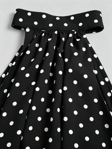 Sweetra New Summer French Fashion Polka Dot Elegant Commute Office Wear Versatile Ruffle Hem Ribbon Apricot Blouse - Black - View 5